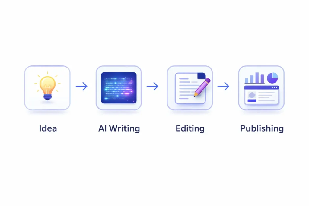 Jasper AI content workflow process from writing to publishing with AI automation